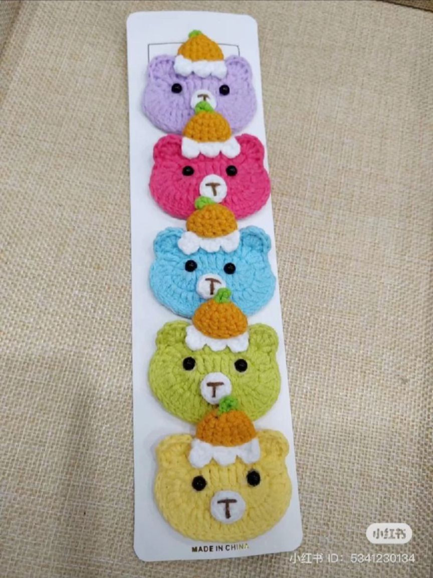 Crochet Floral Hair Clips with Red and White Petals