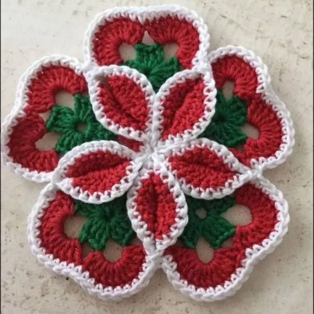 Crochet Flower Pattern with Blue and White Petals