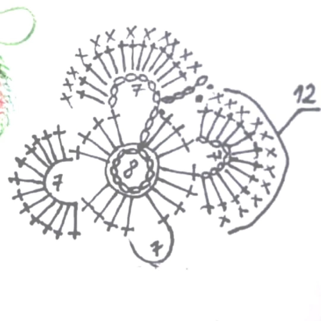 Crochet Flower Pattern with Blue and White Petals