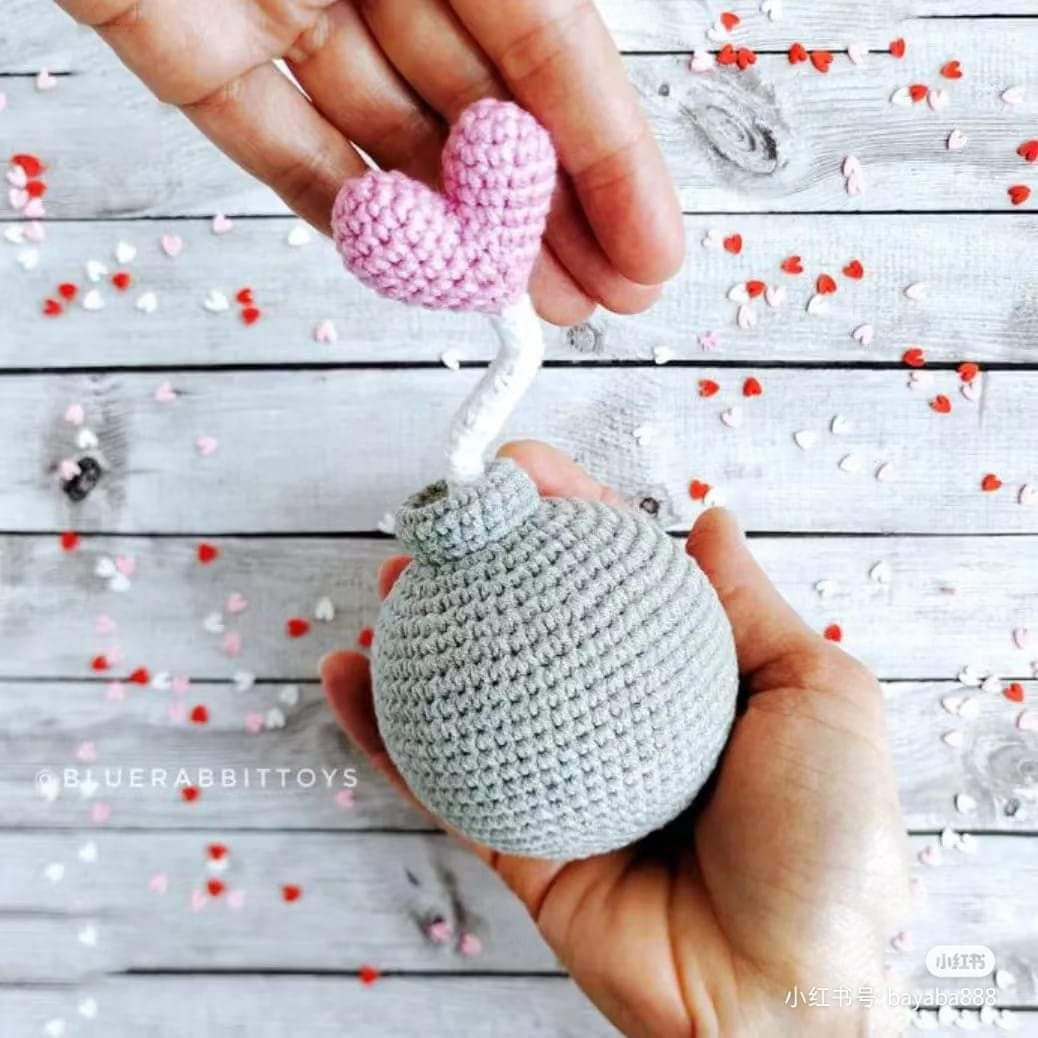 Crochet Heart Bomb Amigurumi Pattern for Valentine's Day