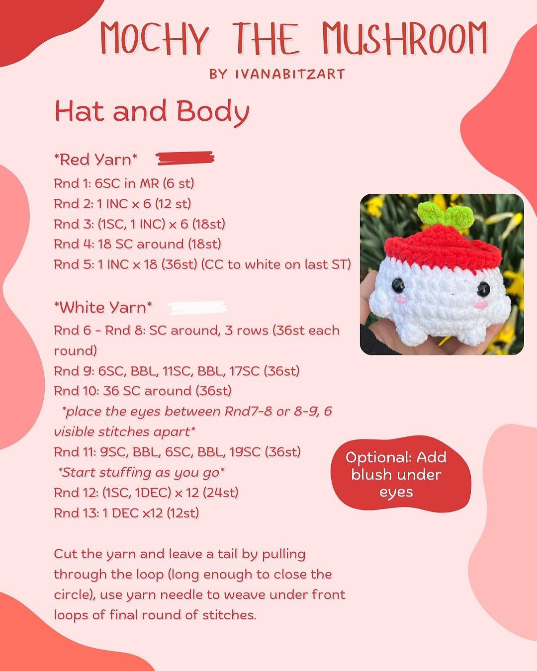 Crochet Mochy the Mushroom - Low Sew Amigurumi Pattern