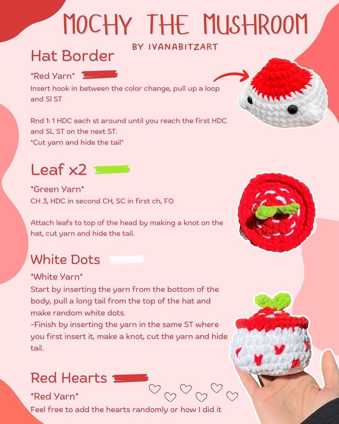 Crochet Mochy the Mushroom - Low Sew Amigurumi Pattern