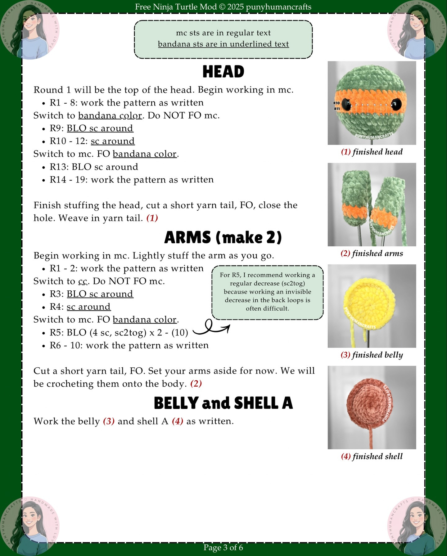 Crochet Ninja Turtle Amigurumi Pattern - Free Modification Guide