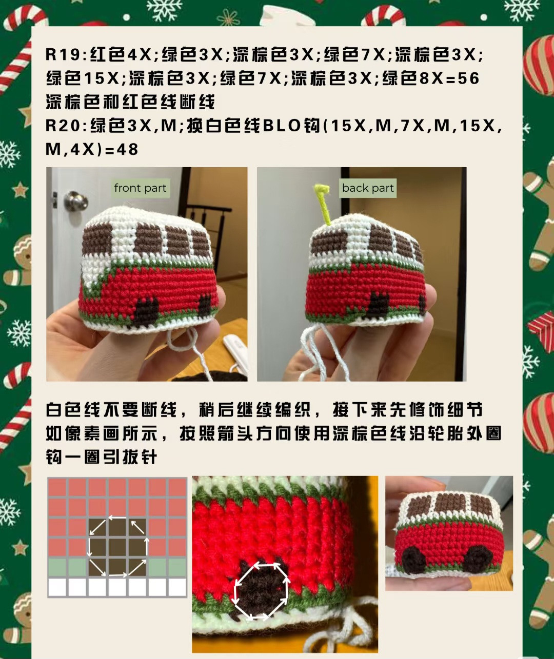 Crochet Pattern: Christmas Mini Van with Gifts on Top