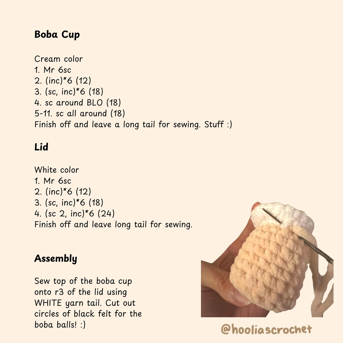 Crochet Pattern: Cute Botato Holding Boba Tea