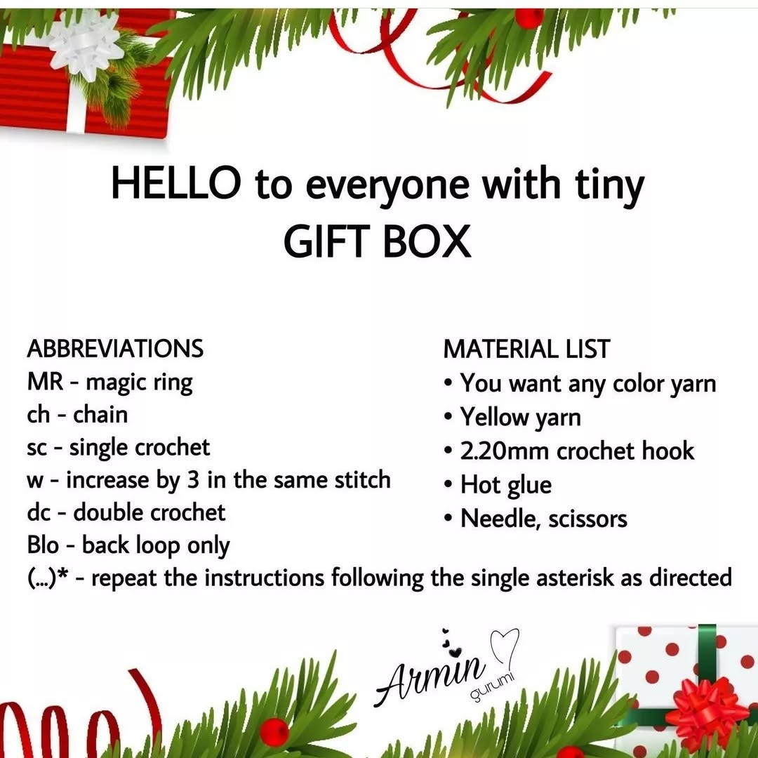 Crochet Pattern: Festive Gift Box for Christmas Decorations