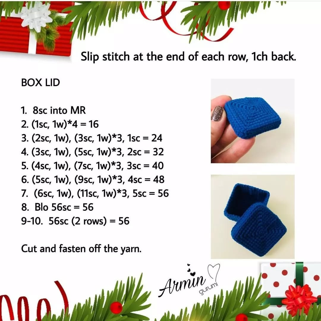 Crochet Pattern: Festive Gift Box for Christmas Decorations