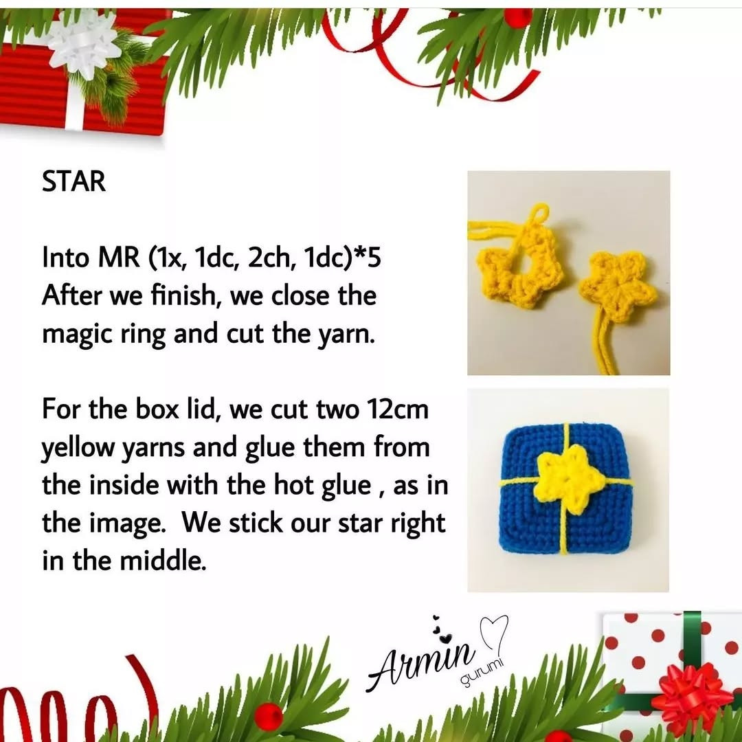 Crochet Pattern: Festive Gift Box for Christmas Decorations