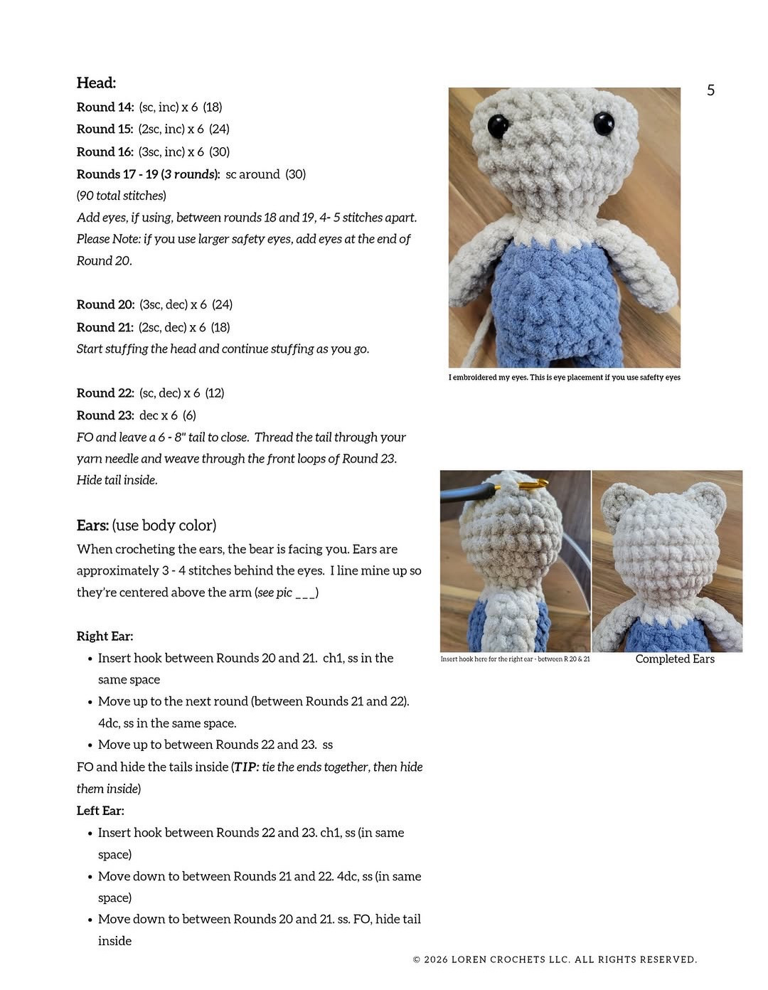 Crochet Pattern for Adorable Bear Plushie with Overalls