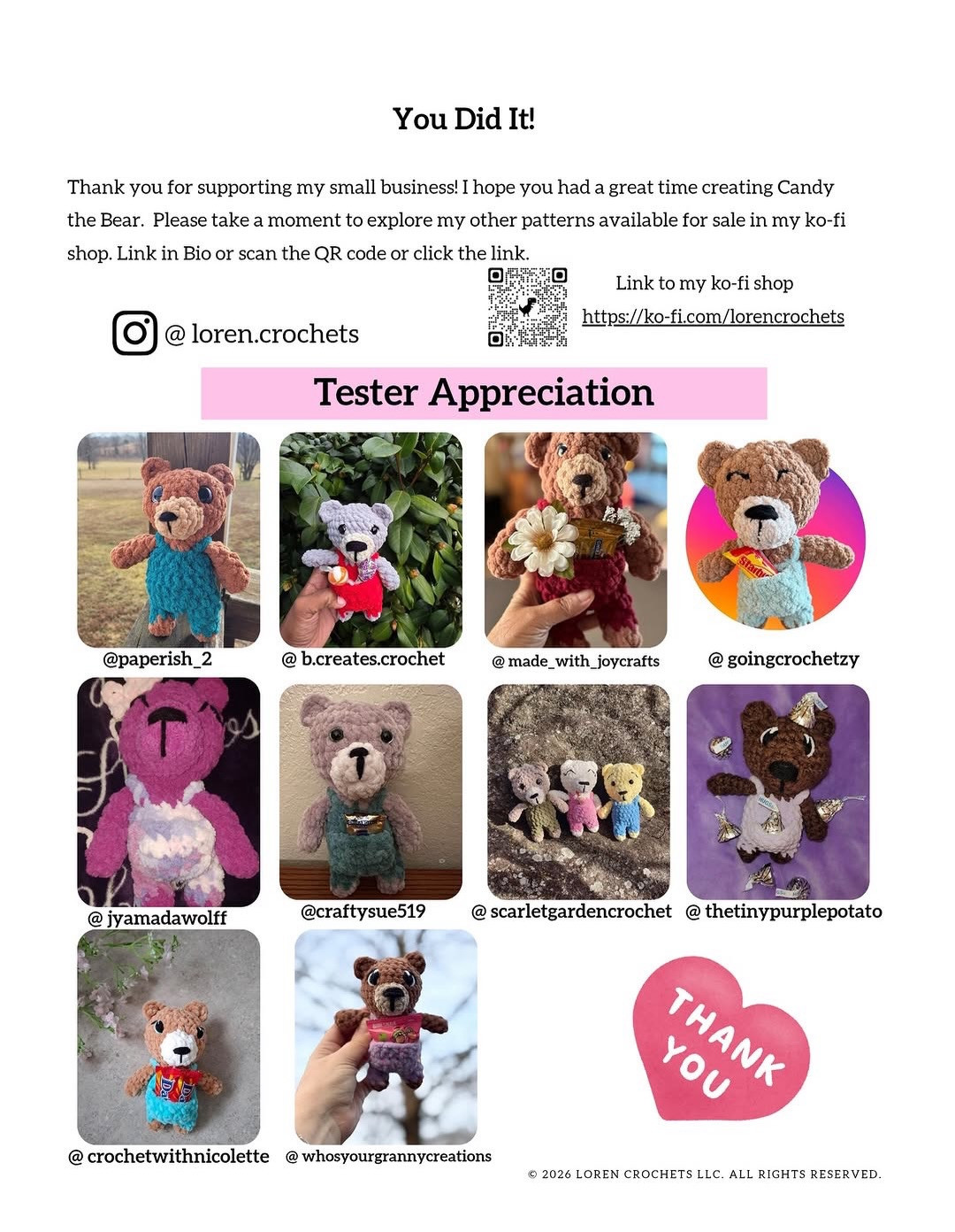 Crochet Pattern for Adorable Bear Plushie with Overalls