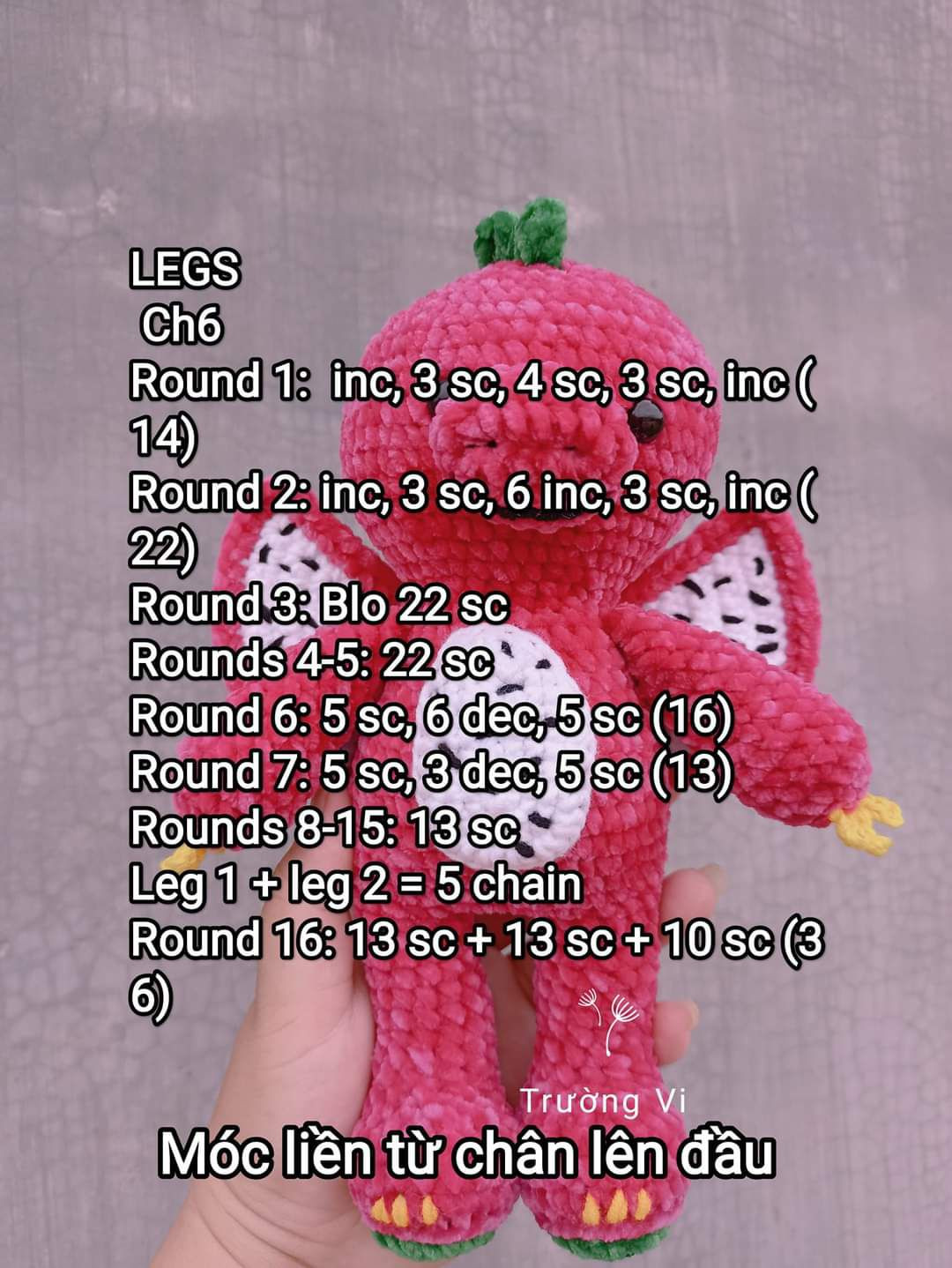 Crochet Pattern for Adorable Dragon Fruit Plush Toy