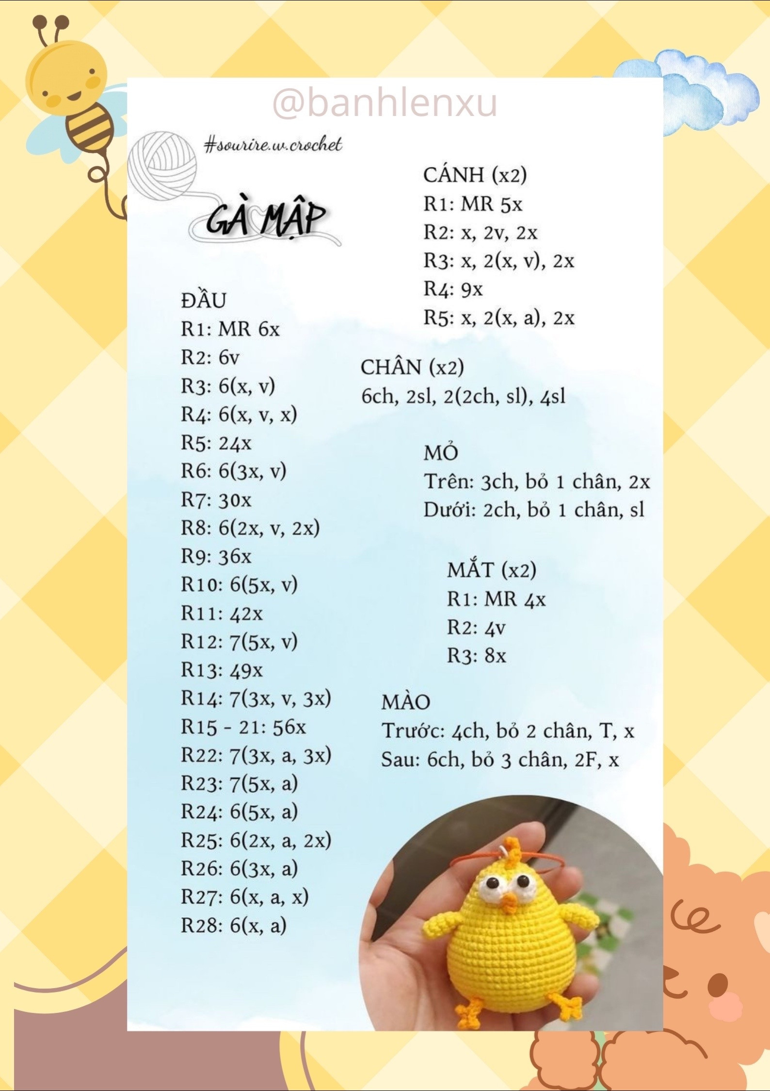 Crochet Pattern for Cute Chubby Chick Keychain