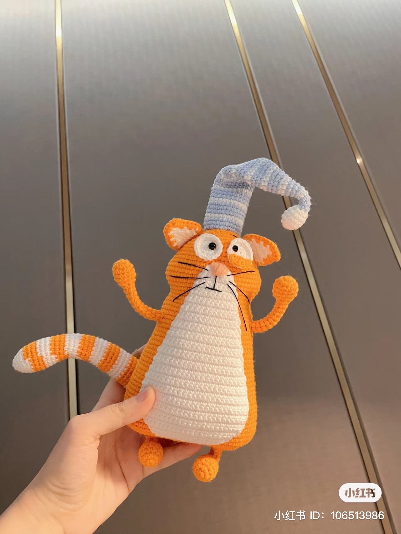 Crochet Pattern for Cute Orange Cat with Long Hat