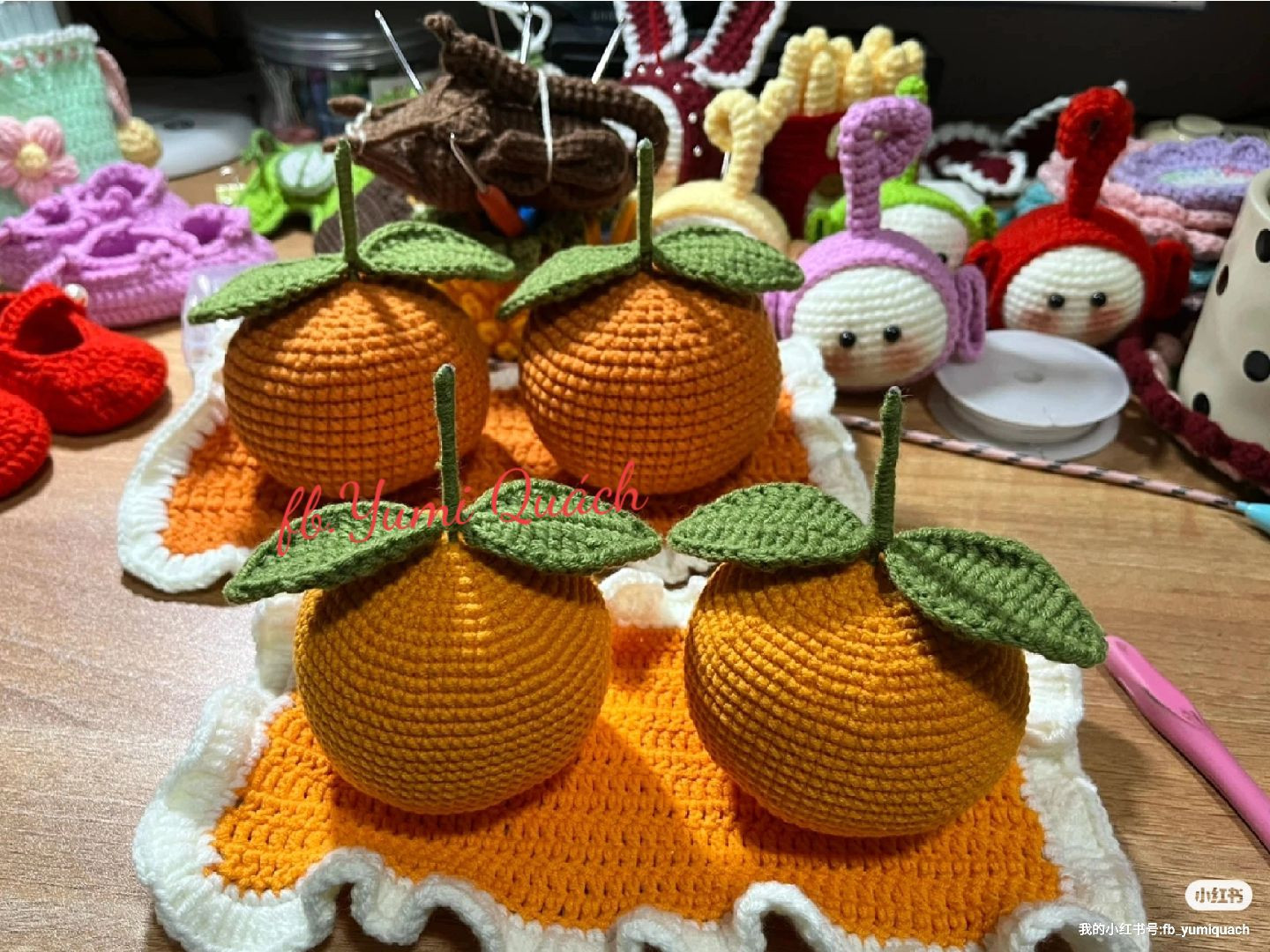 Crochet Pattern for Cute Orange Fruit with Leaves