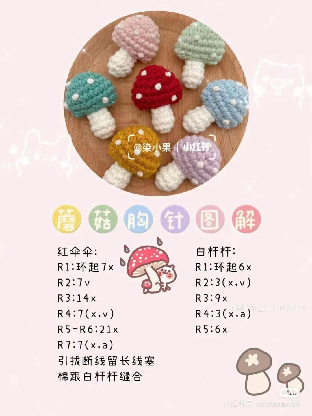 Crochet Pattern for Cute Red Mushroom Amigurumi Toy