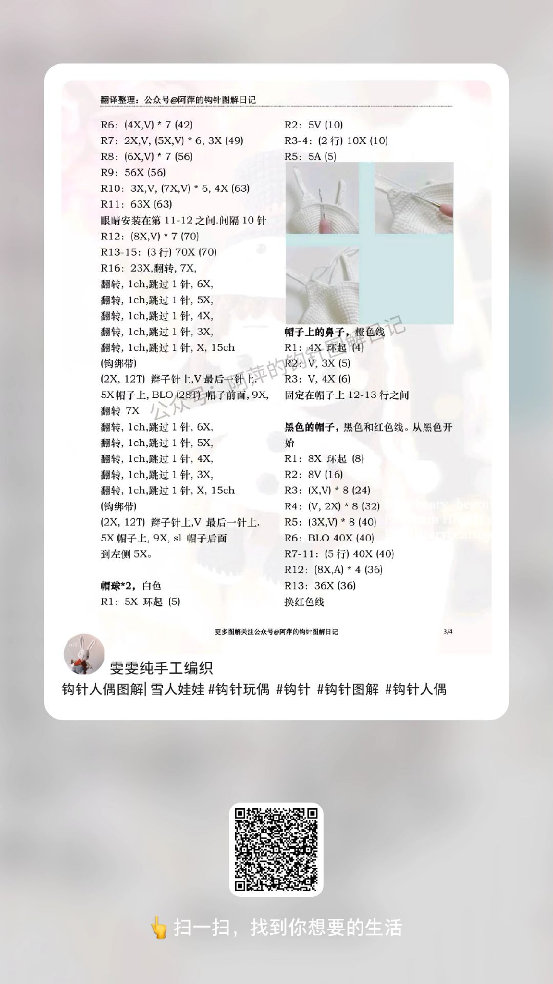 Crochet Pattern for Cute Snowman Doll with Hat and Outfit