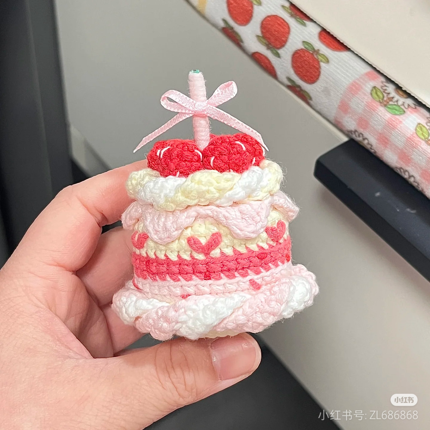 Crochet Pattern for Cute Strawberry Cake Amigurumi Decoration