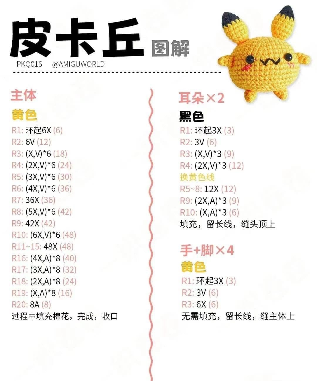 Crochet Pattern for Cute Yellow Bunny Amigurumi Toy