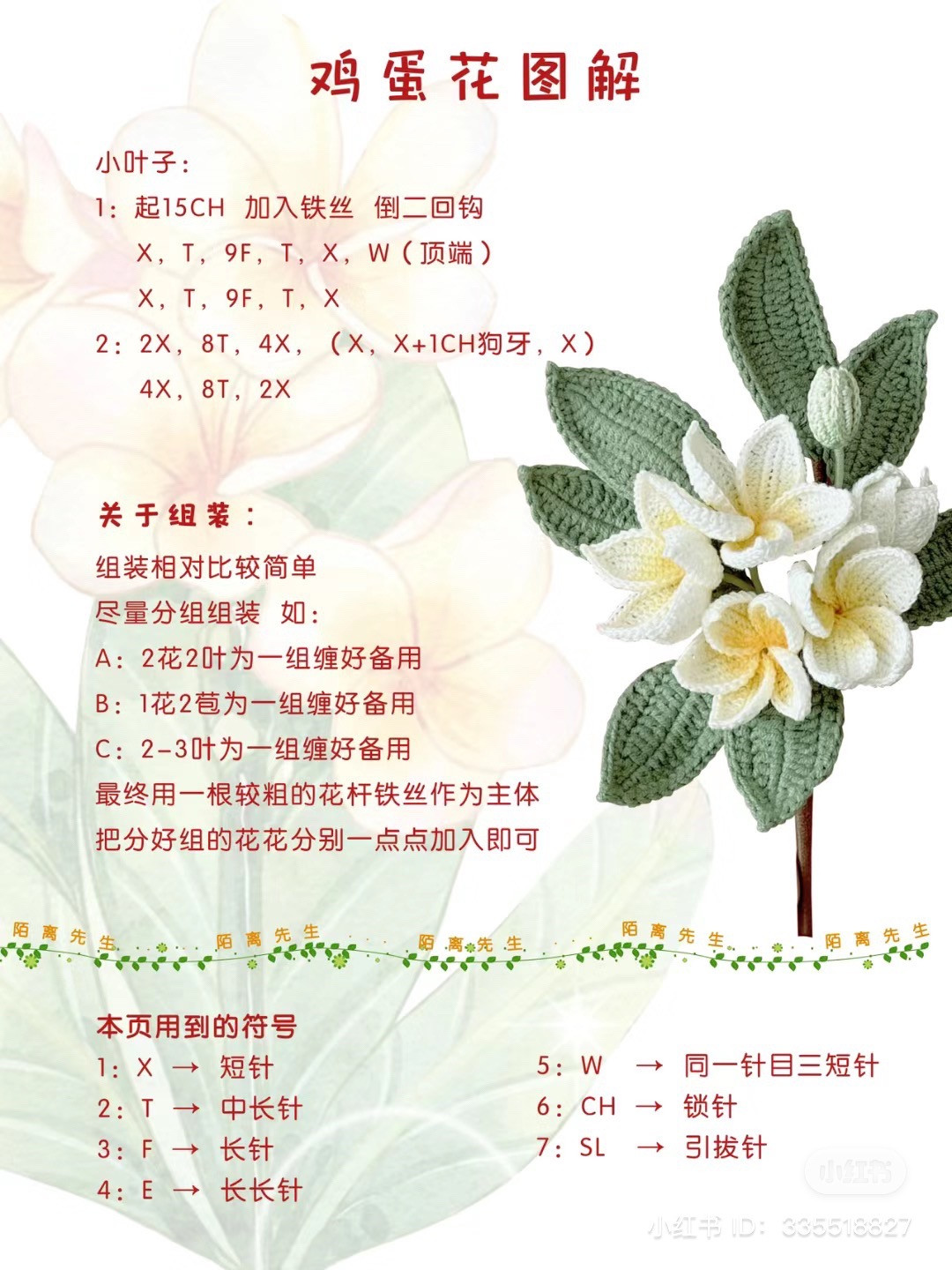 Crochet Pattern for Elegant White Flowers Bouquet