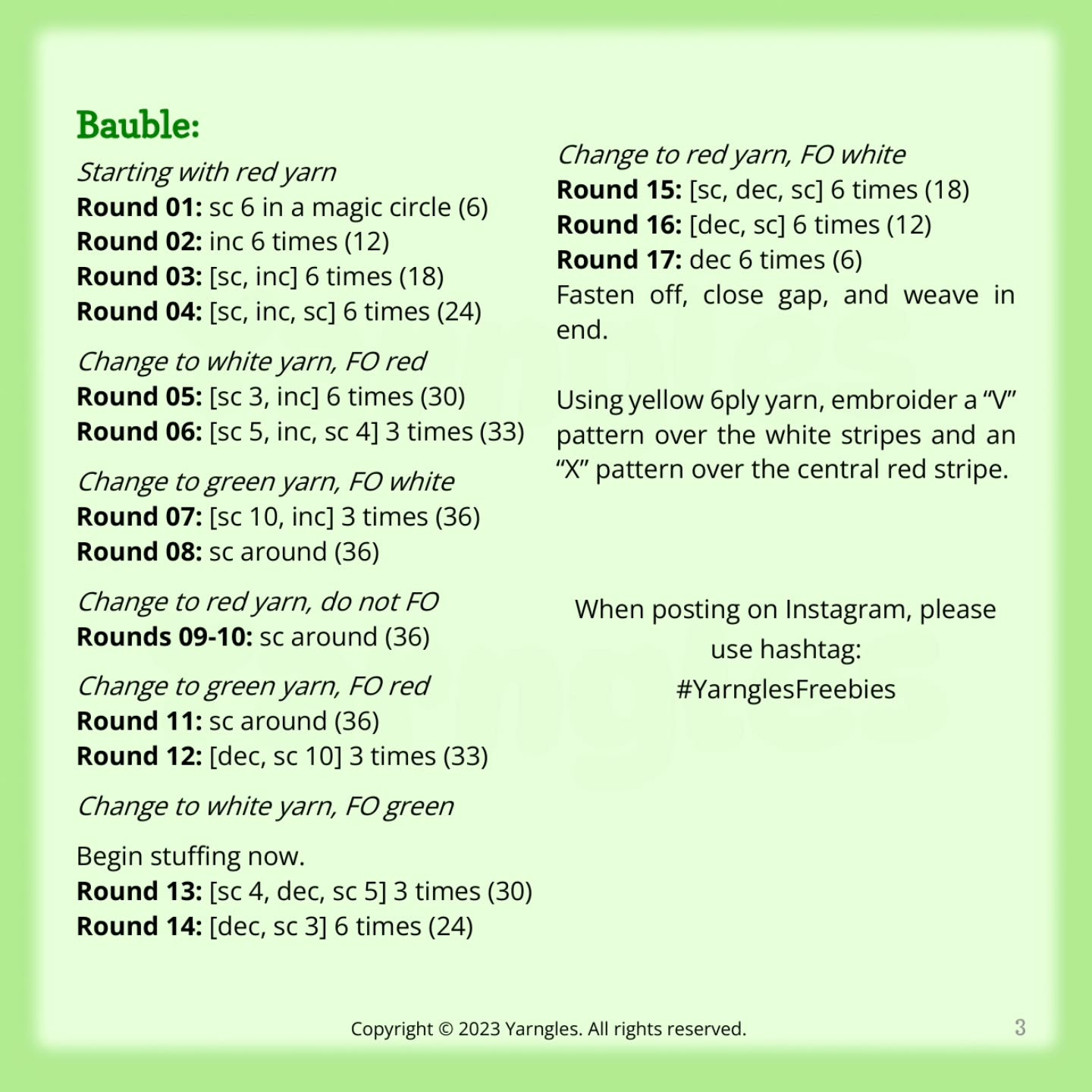 Crochet Pattern for Festive Christmas Bauble Ornament