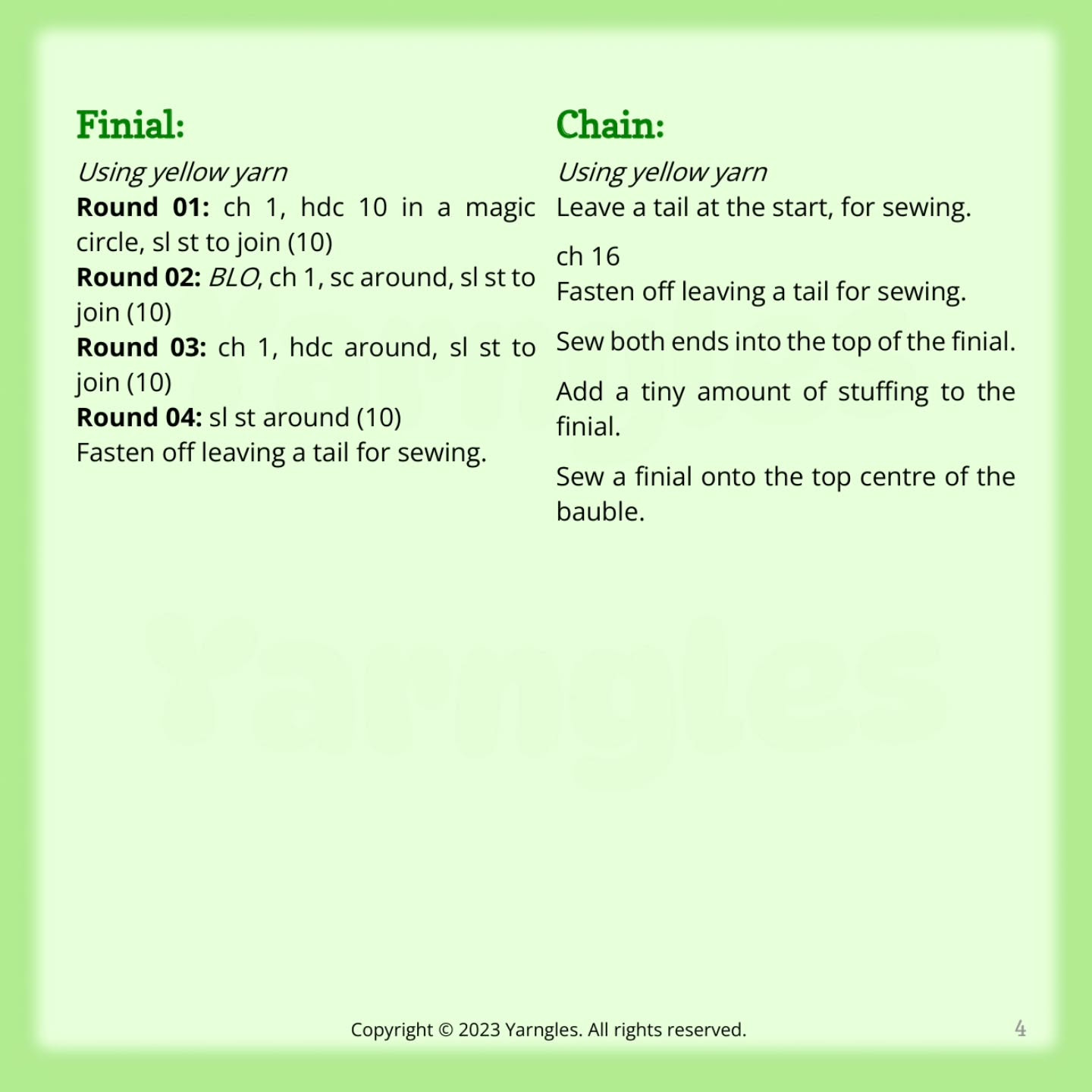 Crochet Pattern for Festive Christmas Bauble Ornament