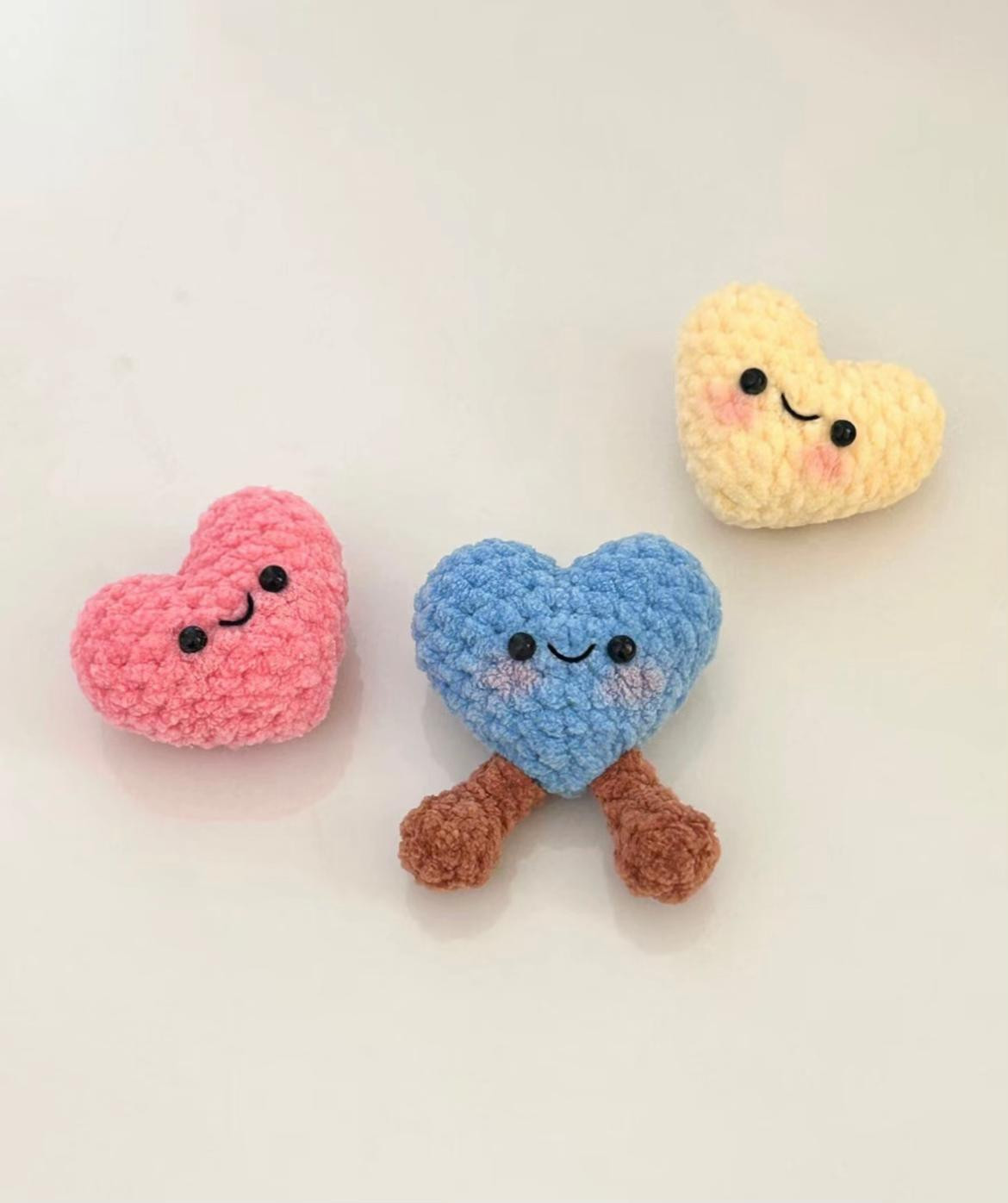 Crochet Pattern for Happy Heart Keychain Trio