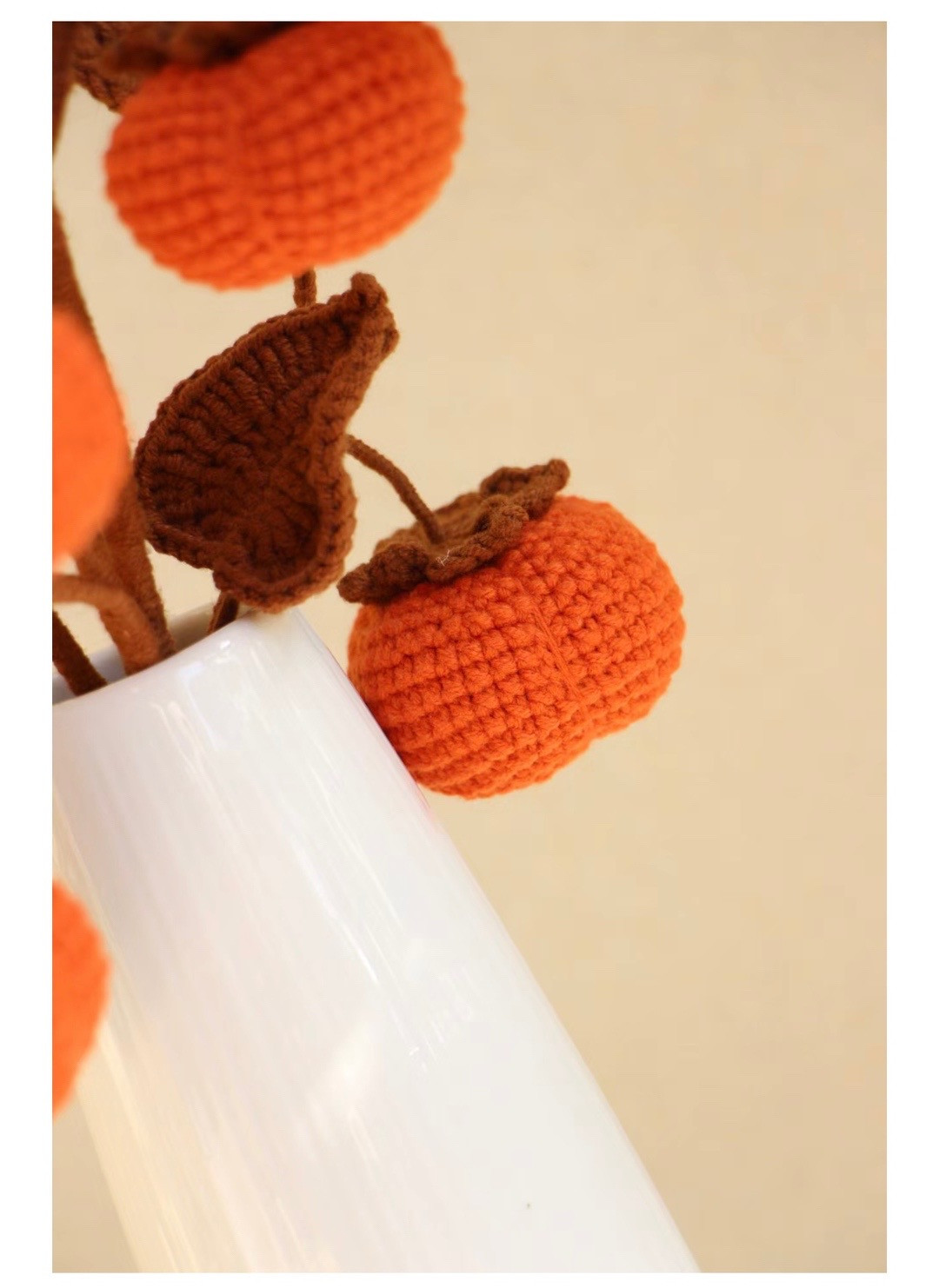 Crochet Pattern: Vibrant Persimmon Branches in Vase