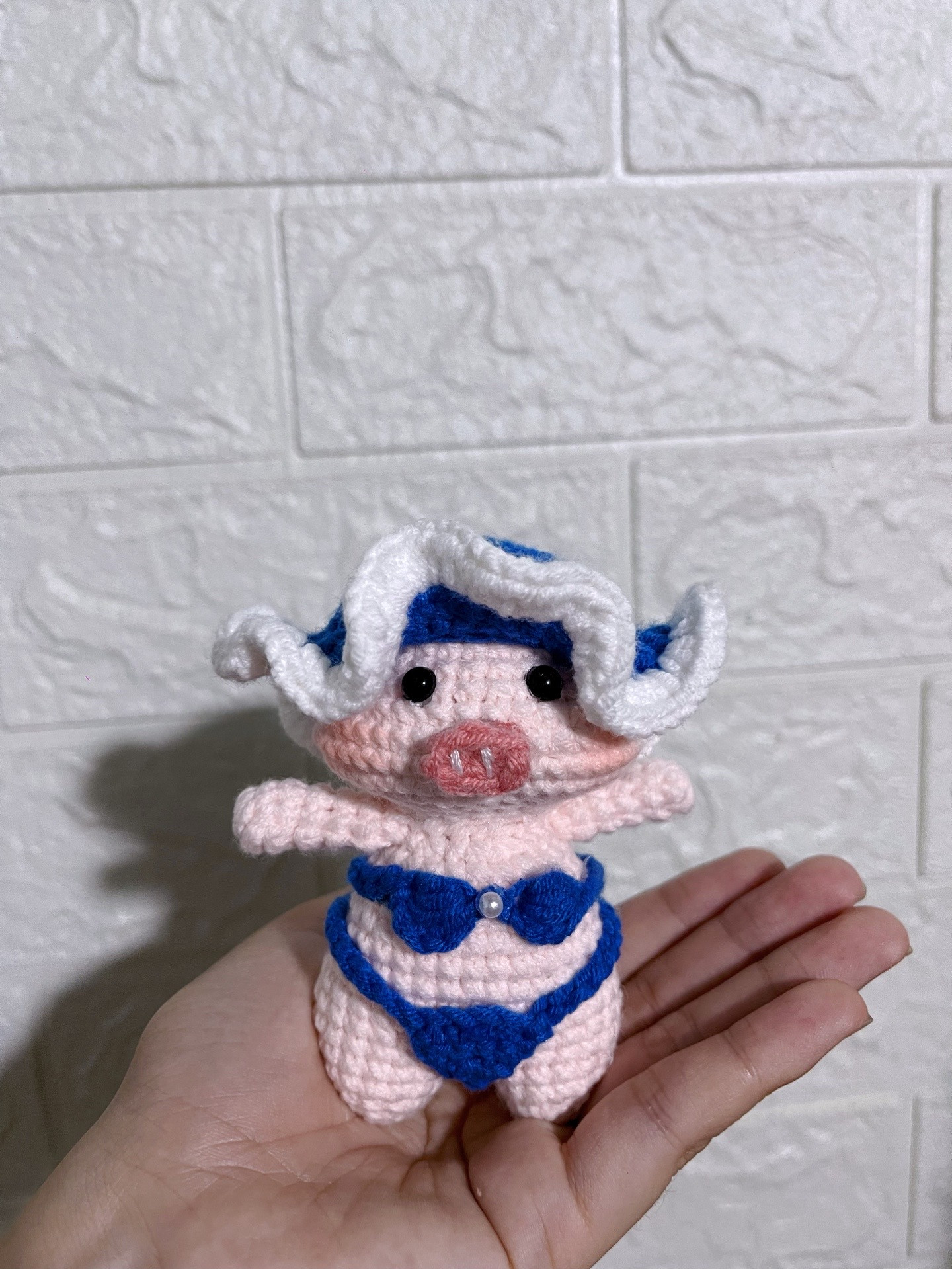 Crochet Pig in Cute Blue Bikini Pattern for Beginners