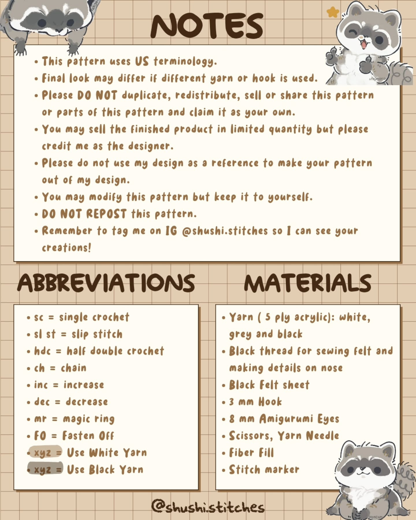 Crochet Raccoon Pattern: Free PDF on Ko-fi!