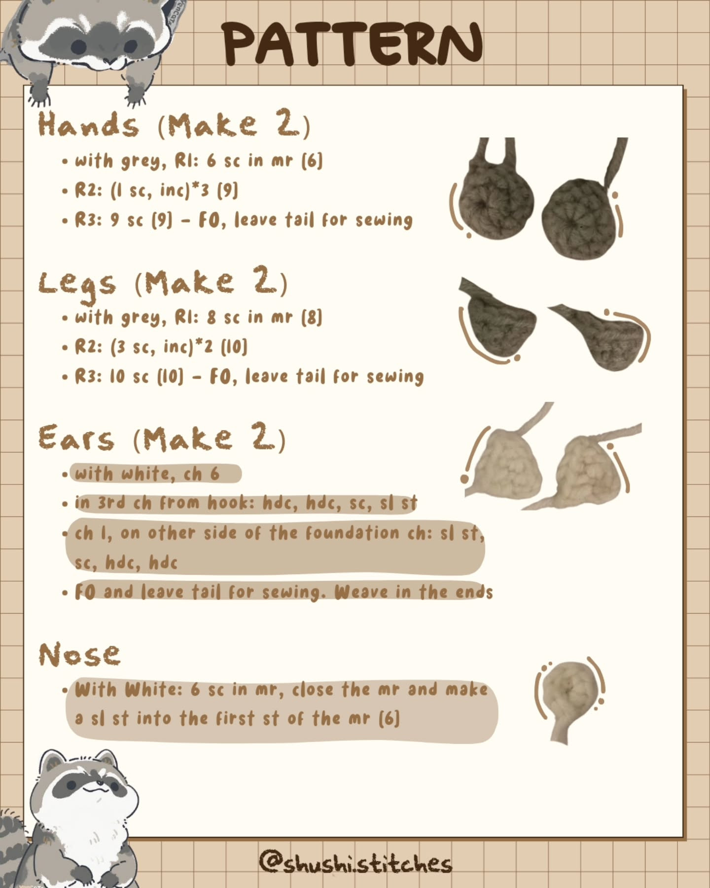 Crochet Raccoon Pattern: Free PDF on Ko-fi!
