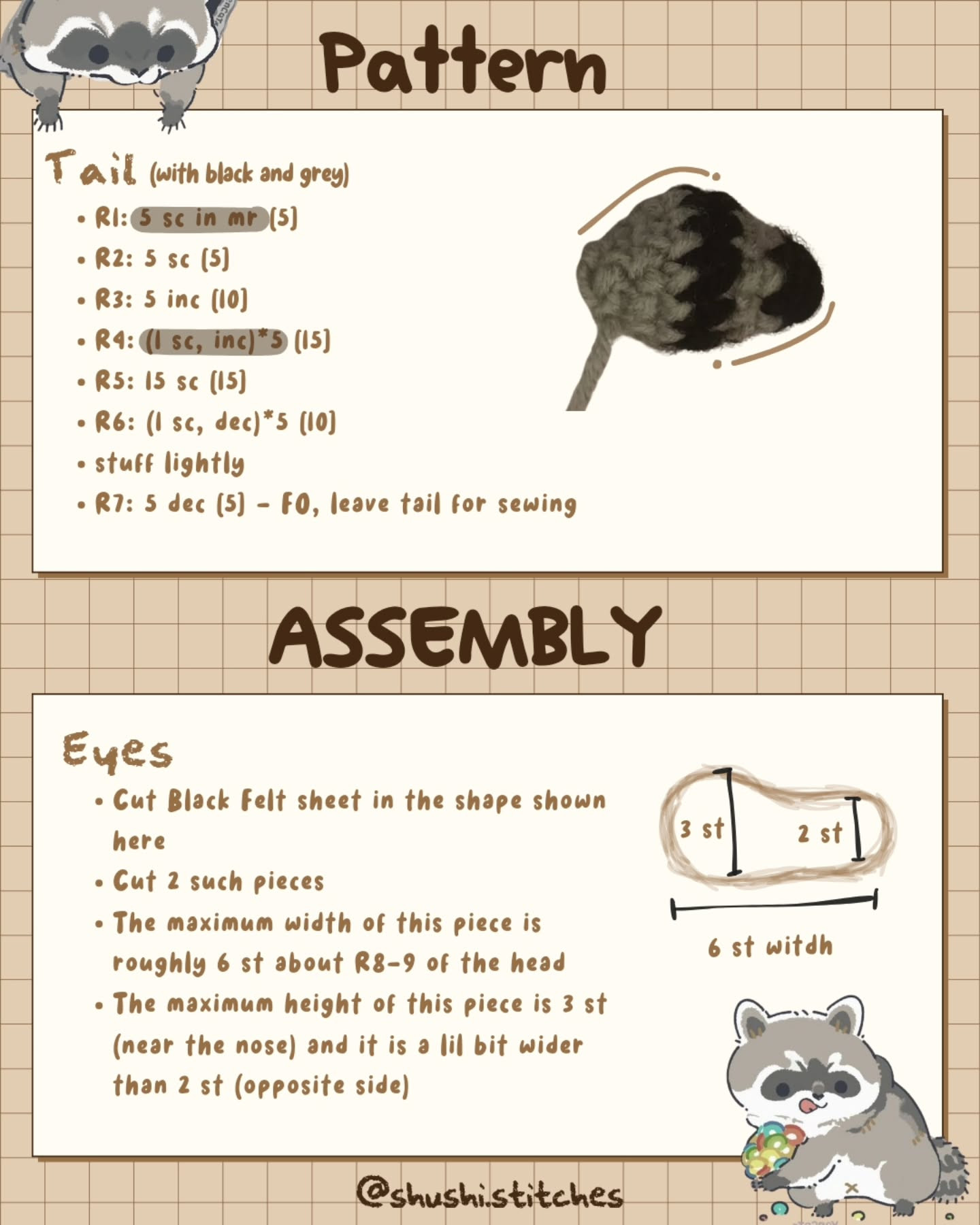 Crochet Raccoon Pattern: Free PDF on Ko-fi!