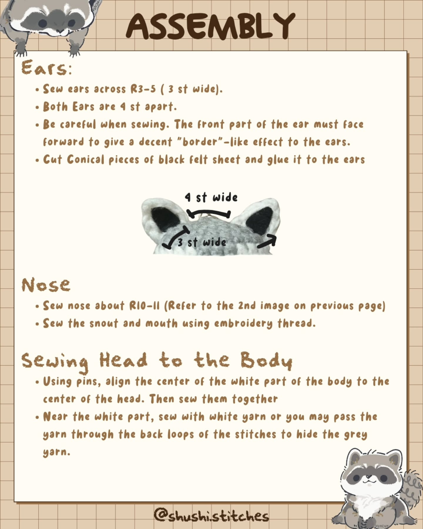 Crochet Raccoon Pattern: Free PDF on Ko-fi!