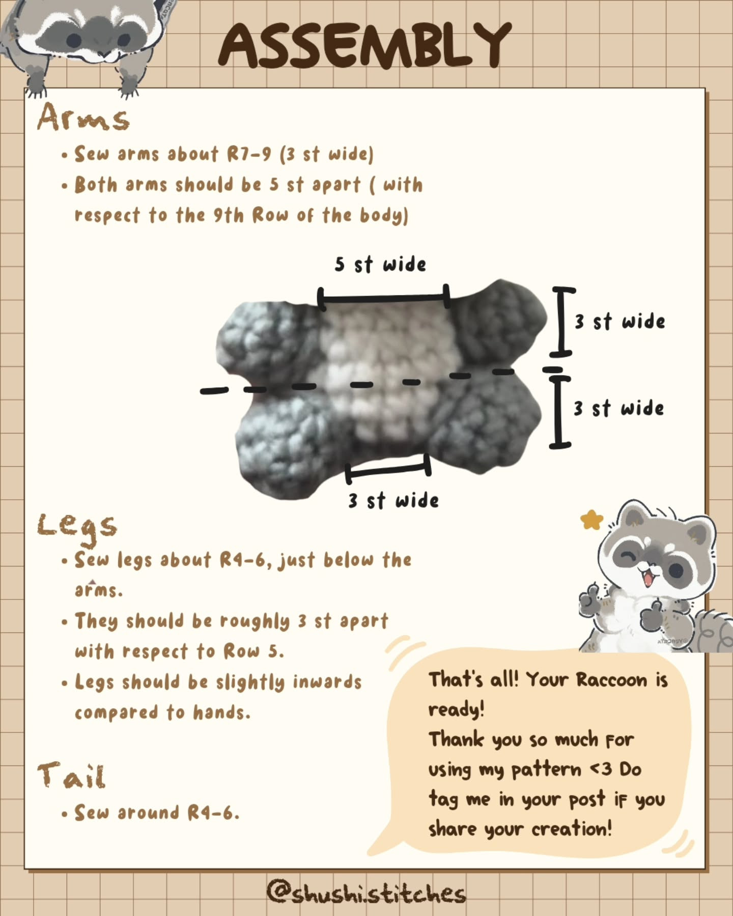 Crochet Raccoon Pattern: Free PDF on Ko-fi!