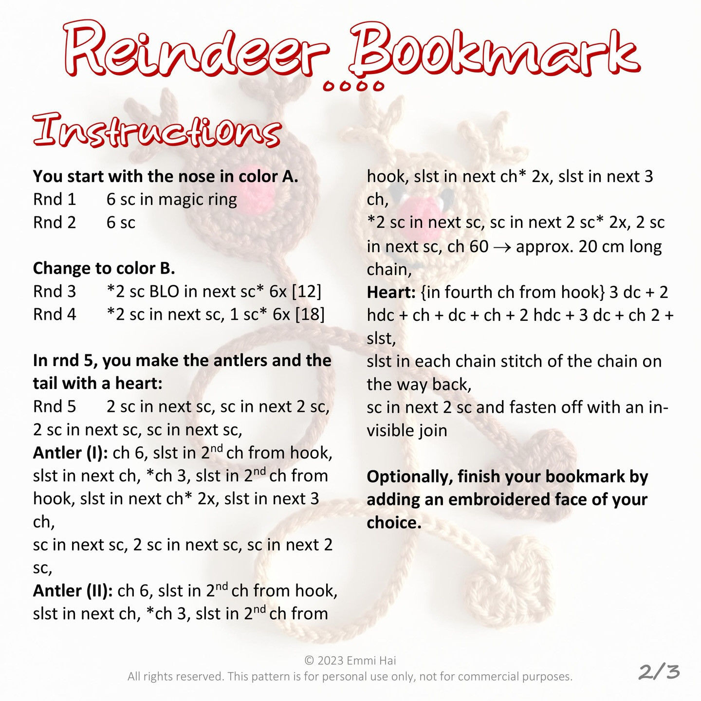 Crochet Reindeer Bookmark Pattern for Holiday Season Crafting