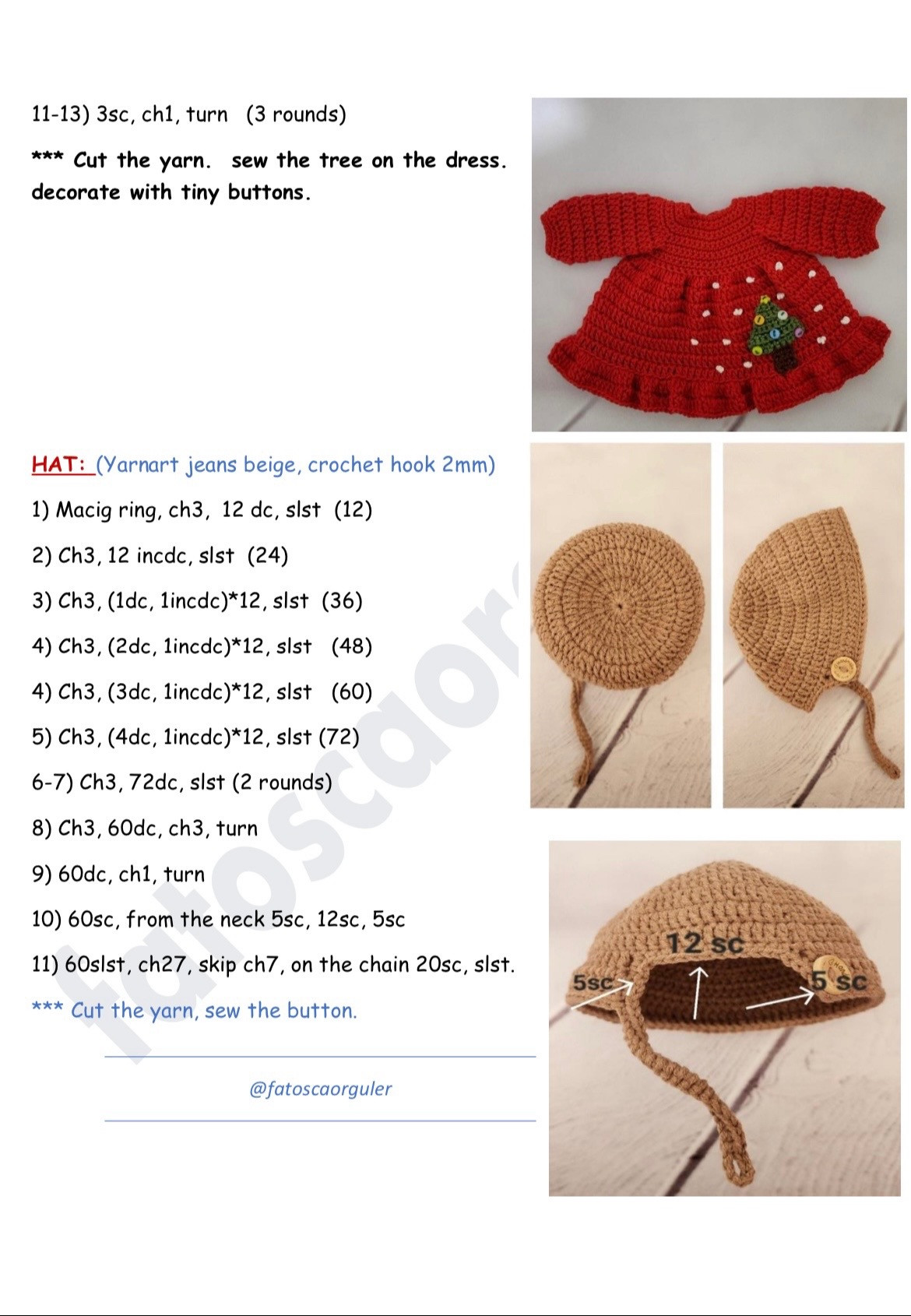 Crochet Reindeer Doll in Festive Red Dress Pattern