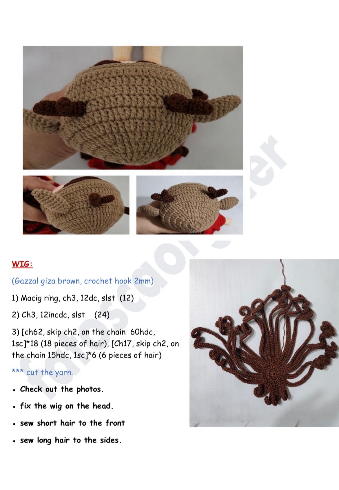 Crochet Reindeer Doll in Festive Red Dress Pattern