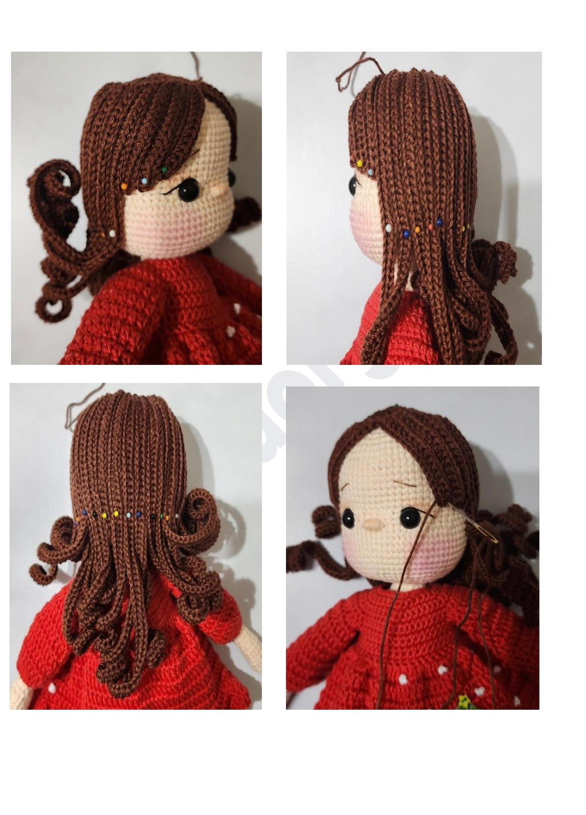 Crochet Reindeer Doll in Festive Red Dress Pattern
