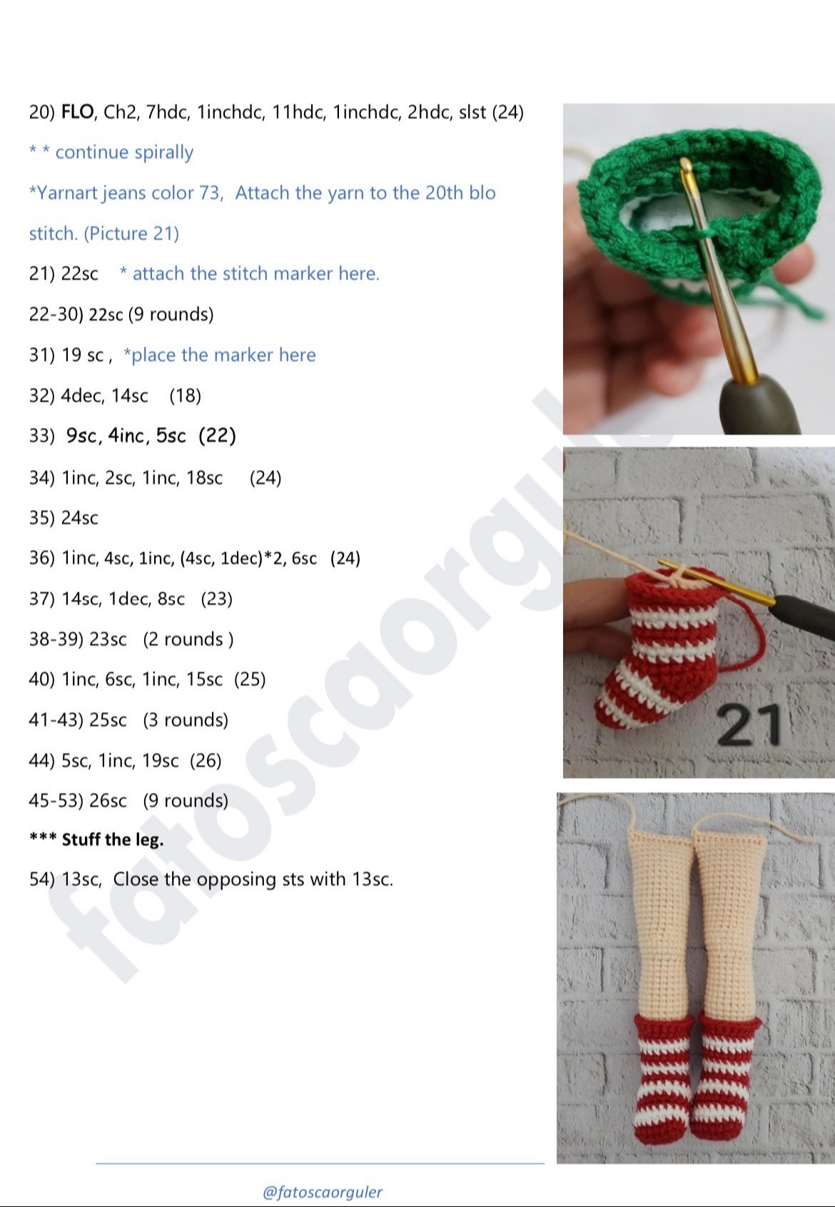 Crochet Reindeer Doll in Festive Red Dress Pattern