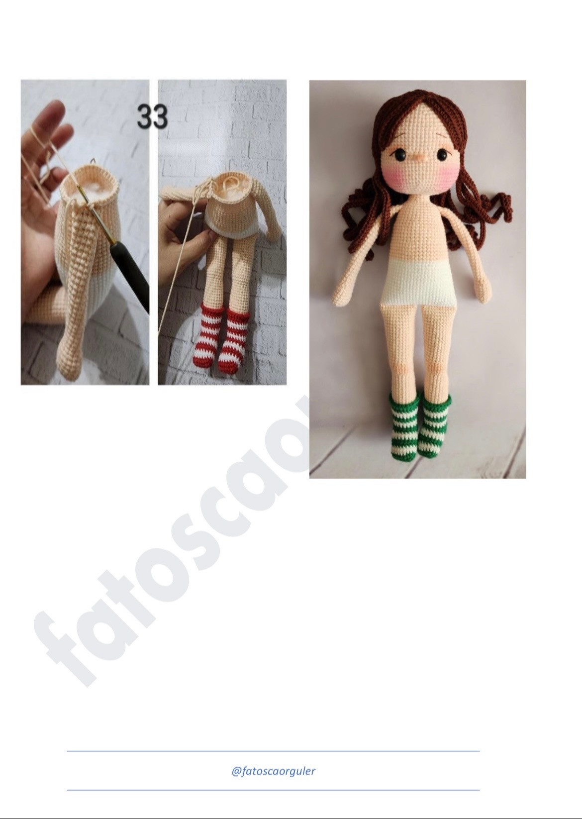 Crochet Reindeer Doll in Festive Red Dress Pattern