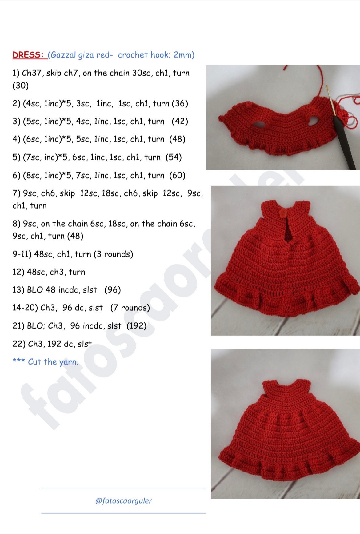 Crochet Reindeer Doll in Festive Red Dress Pattern