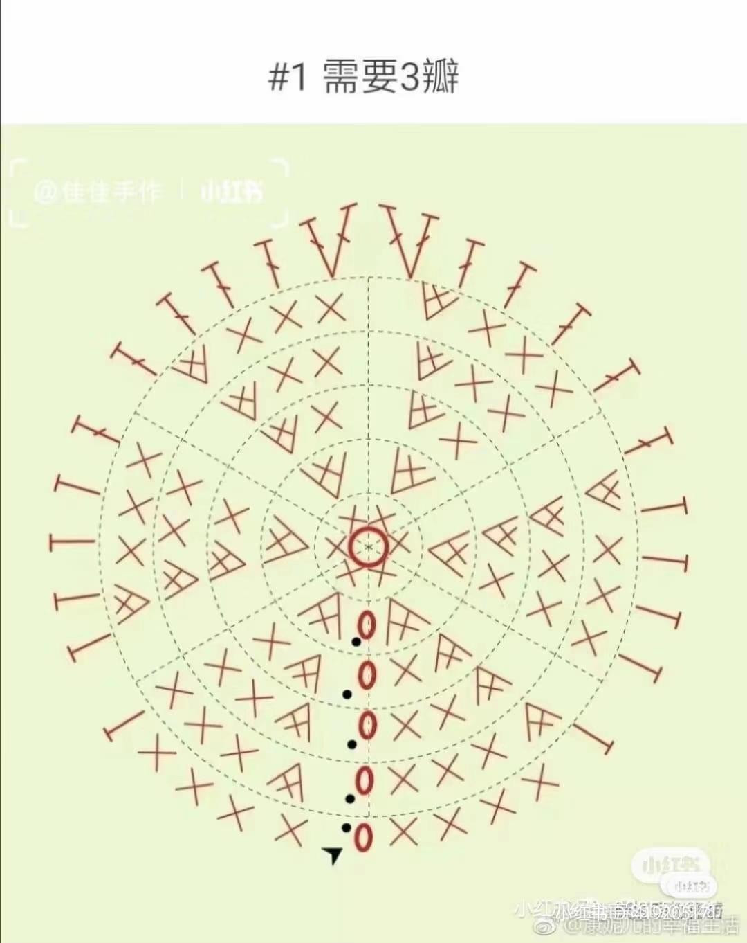 Crochet Rose Pattern with Colorful Leaves