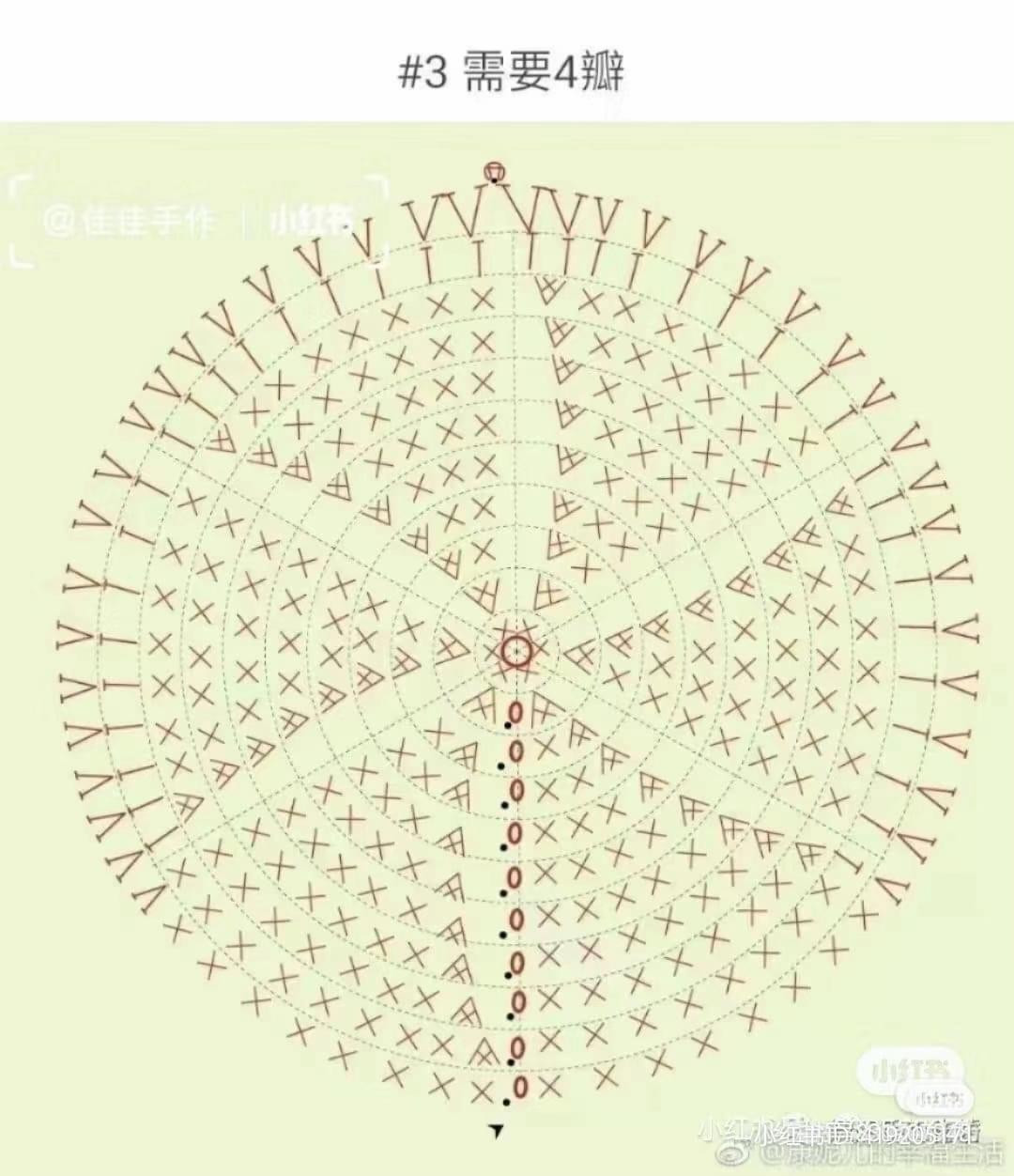 Crochet Rose Pattern with Colorful Leaves
