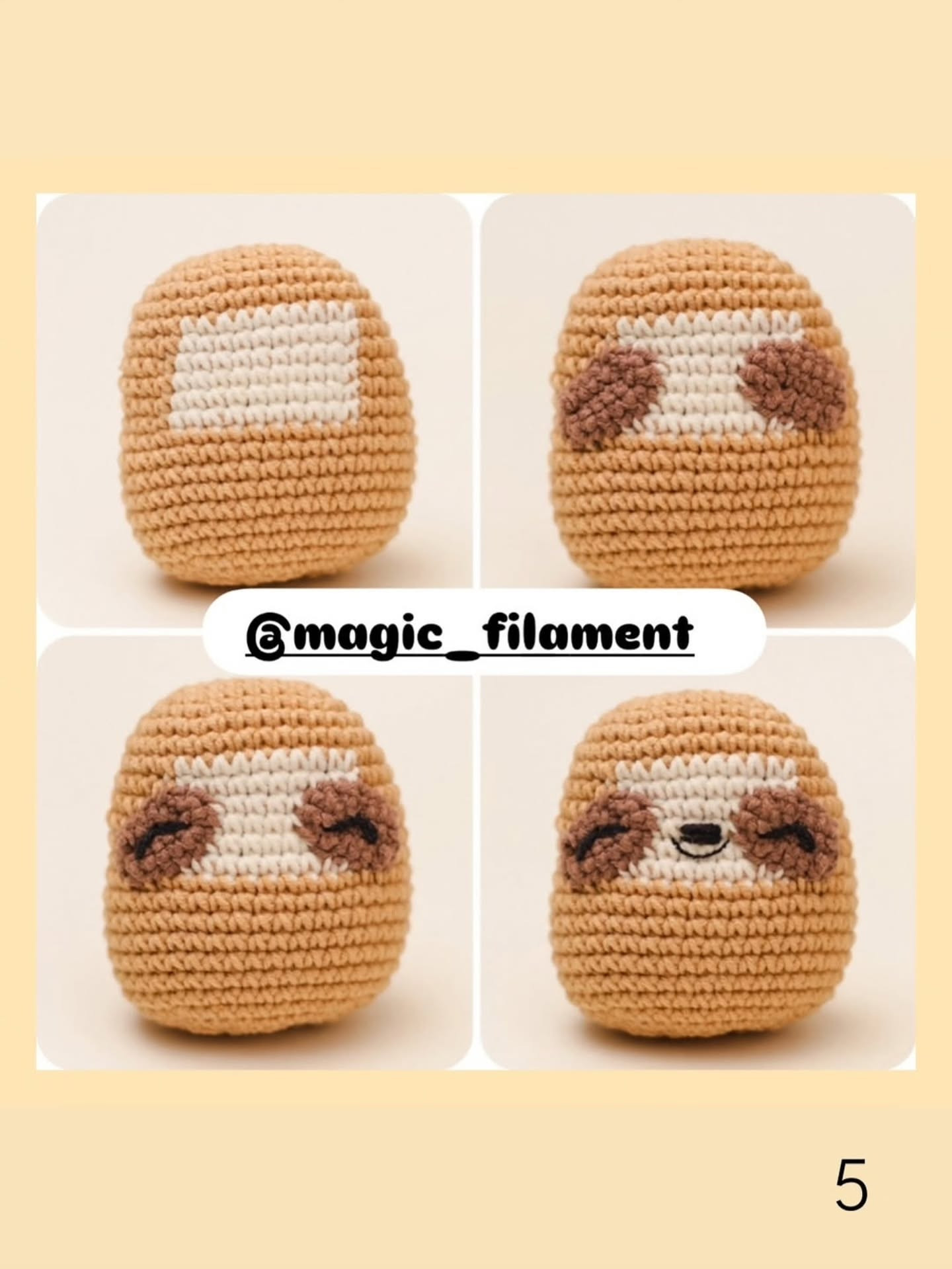 Crochet Sloth with Heart Free Pattern for Beginners