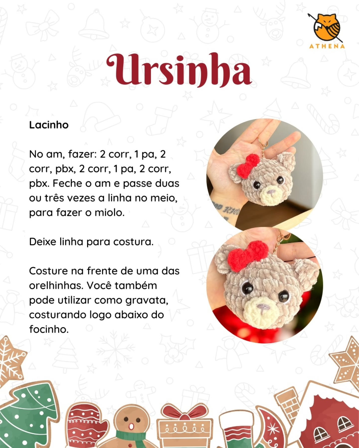 Crochet Teddy Bear Keychain Free Pattern for Christmas