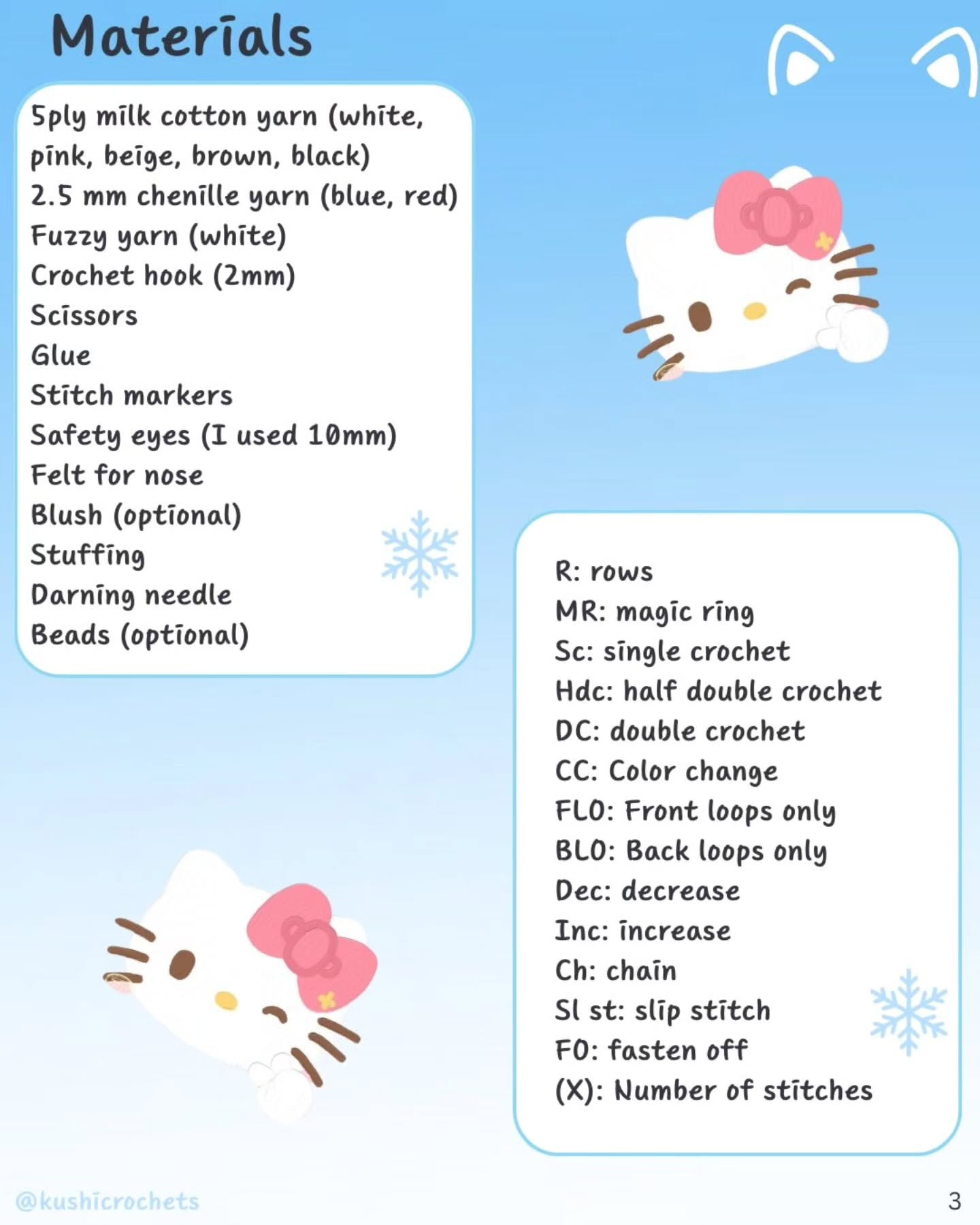 Crochet Winter Hello Kitty Pattern for Free Download