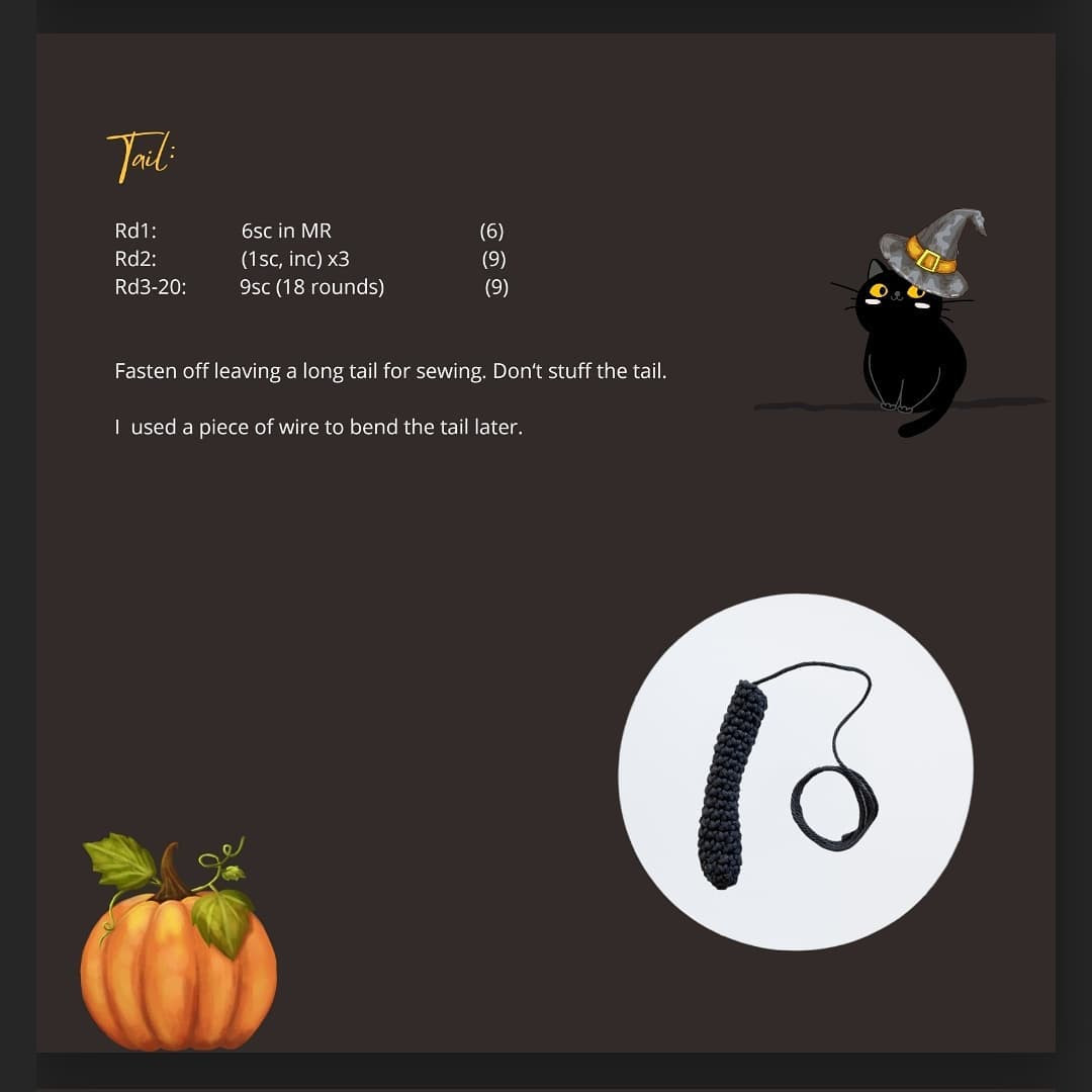 Crochet Witch Cats in Pumpkins for Halloween Decor