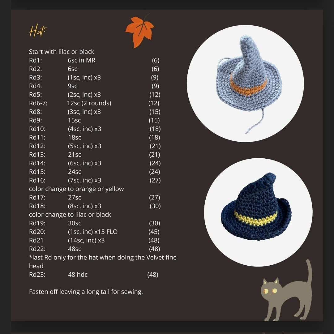 Crochet Witch Cats in Pumpkins for Halloween Decor