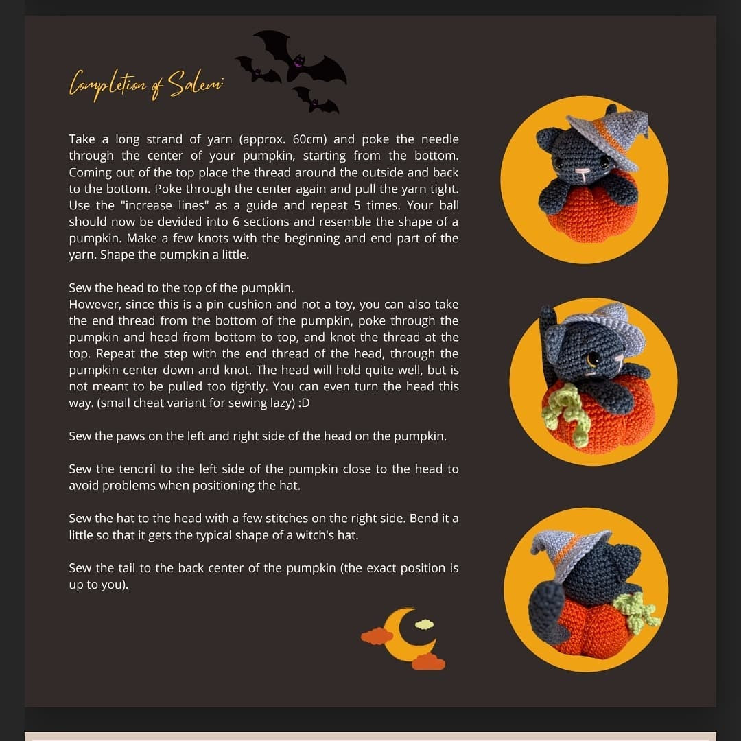 Crochet Witch Cats in Pumpkins for Halloween Decor
