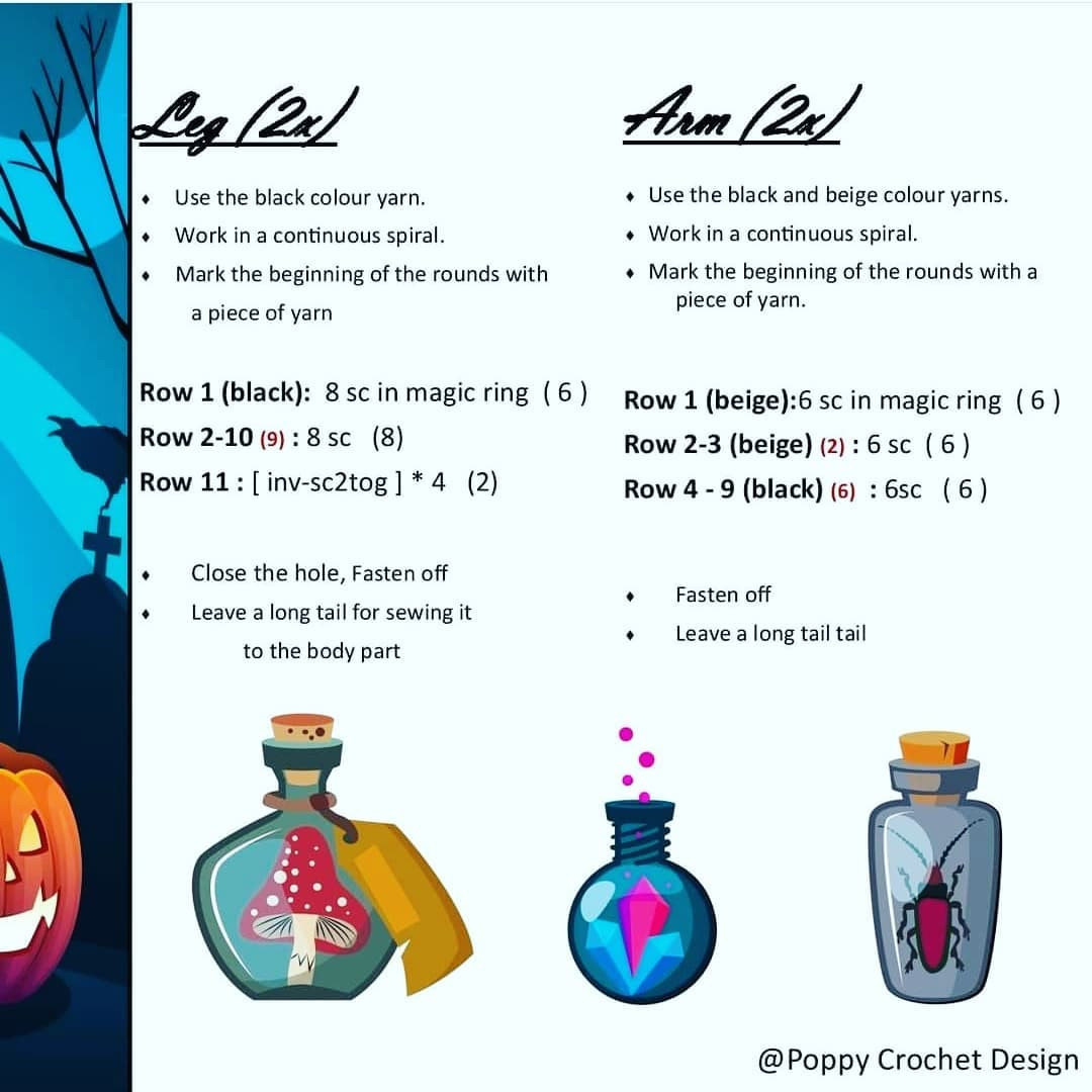 Crochet Witch Doll with Red Hair and Black Hat