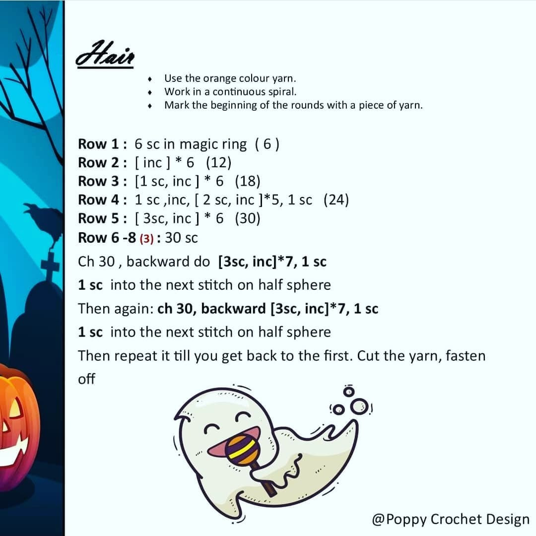 Crochet Witch Doll with Red Hair and Black Hat